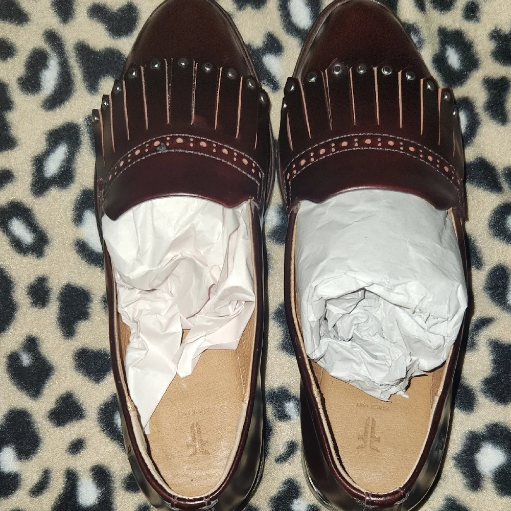 Frye Emory Kiltie Fringe Loafer Dark Brown 8M - Picture 8 of 14